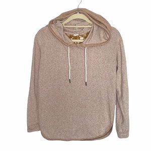 Hem & Thread Striped Lace Open Back Sweater Small